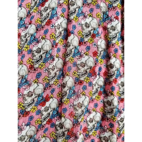 Zadig & Voltaire Javal Mousseline TDM Skirt Rose 36/SM Sugar Skulls Print NWT - Picture 9 of 15